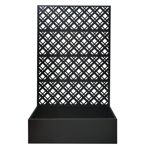 Rhombus Planter Raised Garden Bed With Trellis For Climbing Plants - Black Daily Nest