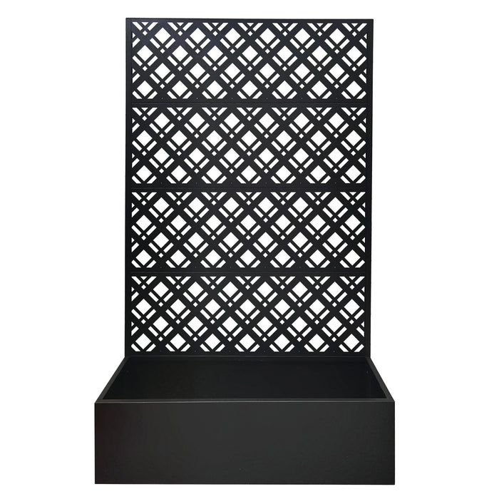 Rhombus Planter Raised Garden Bed With Trellis For Climbing Plants - Black Daily Nest