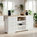 Drop Leaf Kitchen Island With Storage, Power Outlet & Pet Bowl Drawer - White / Light Oak Home Essentials