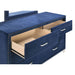 6 Drawer Upholstered Dresser With Mirror - Blue Furniture Max