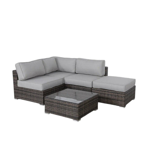 Wicker 3 Piece Seating Group With Plush Cushions, Sofa, Ottoman, And Glass Coffee Table - Brown LSI Patio Furniture