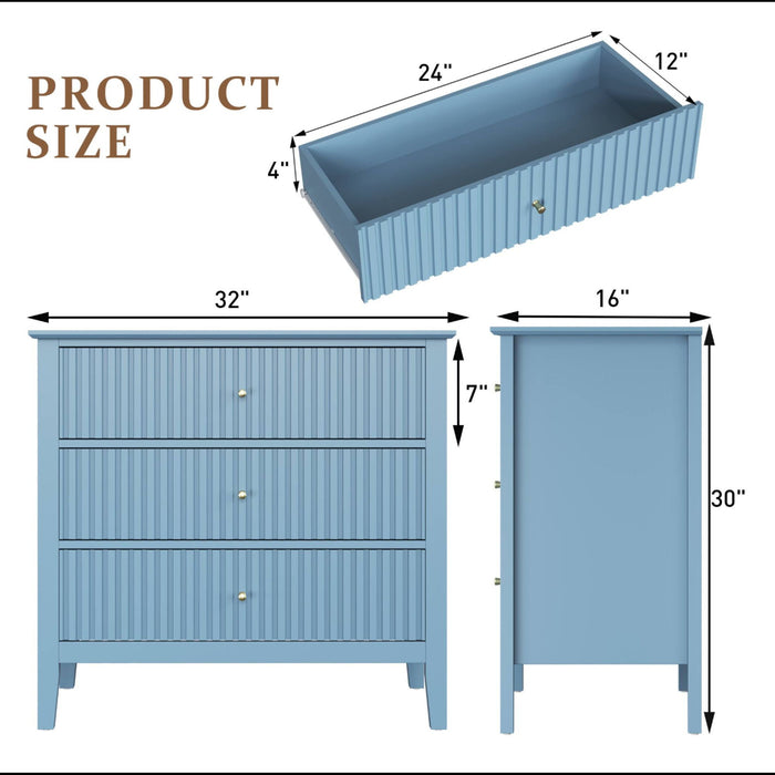 Fluted 3 Drawer Nightstand With Soft Close Slides Home Essentials