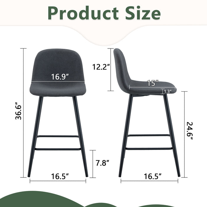 Modern Bar Chair Rounded Backrest (Set of 2) Home Essentials