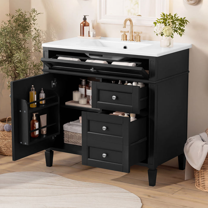 Bathroom Vanity With Sink, Rectangular Storage Cabinet & 2 Drawers And Tip Out Drawer Hearth and Haven