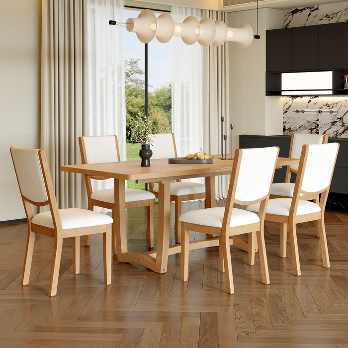 Rectangular Extendable Dining Table Set With 6 Upholstered Chairs Hearth and Haven