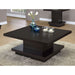 Square Coffee Table With Geometric Design And Storage Shelf - Cappuccino Furniture Max
