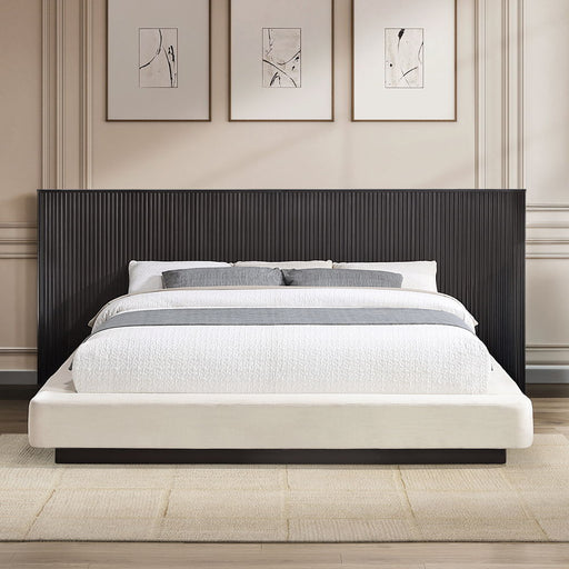 Clayten - Eastern King Bed - Beige Linen & Espresso ACME