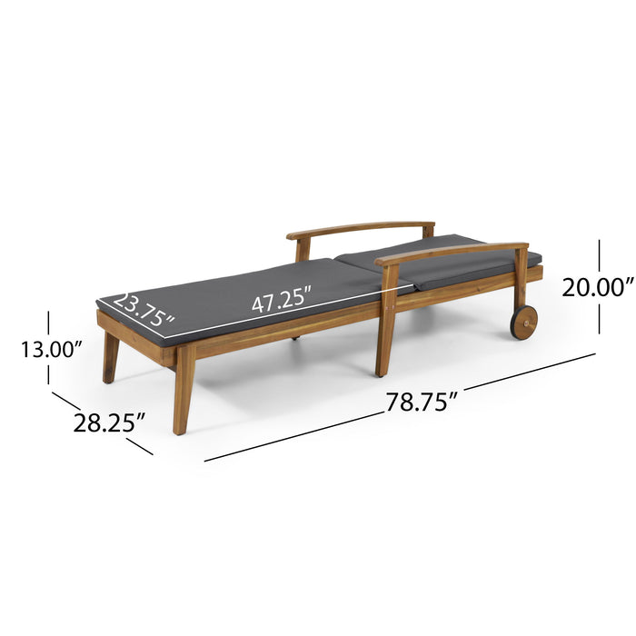 Jason - Black Chaise Lounge Adjustable Acacia Wood Outdoor Furniture