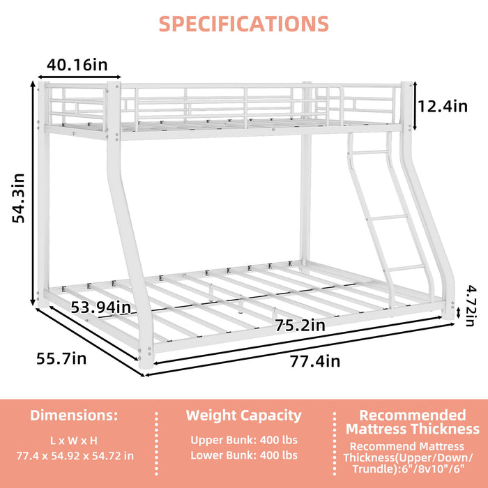 Twin Over Full Bunk Bed - White Home Essentials