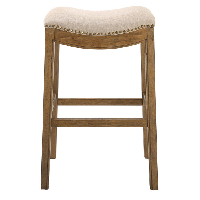 Solid Wood Backless Bar Height Bar Chair - Linen And Natural