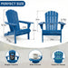 Folding Adirondack Lounge Chair With Embossed Grain For Patio, Backyard, Deck Or Pool Side - Navy Blue Home Essentials