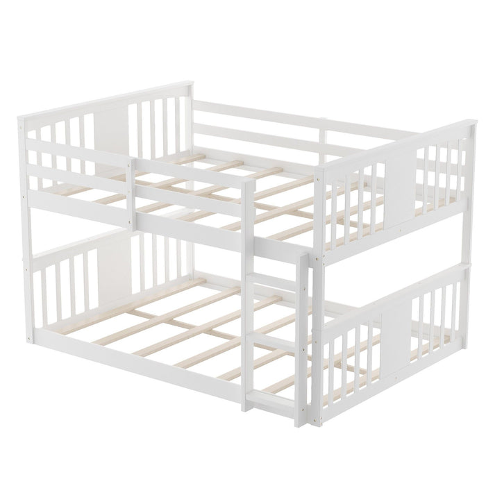 Full Over Full Classic Bunk Bed with Ladder - White