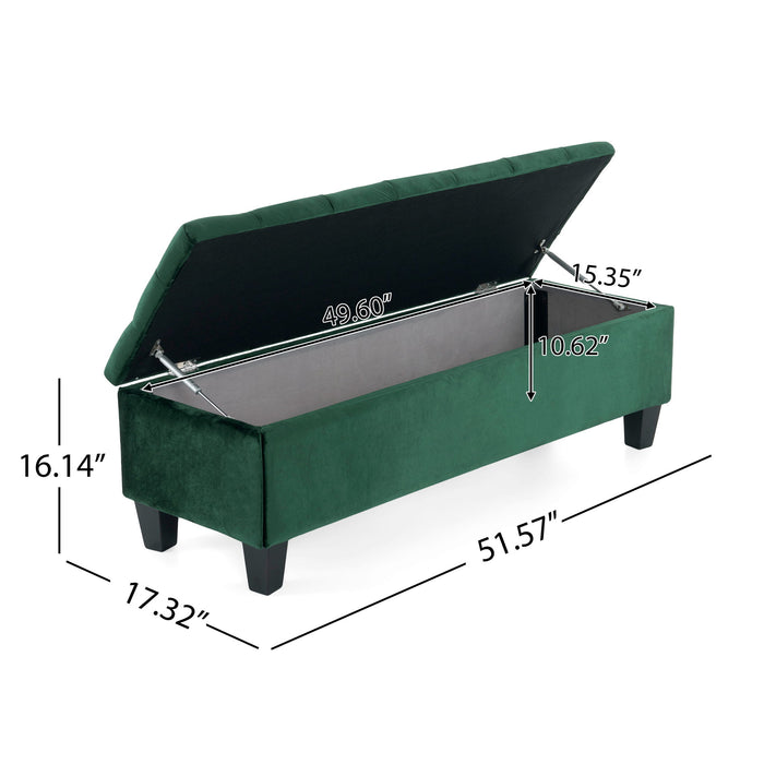 Contemporary Button Tufted And Diamond Stitched Storage Ottoman