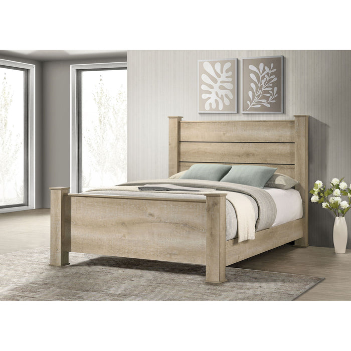 Sansome - Queen Panel Bed - Oak Furniture Max