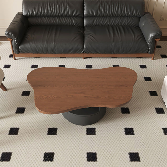 Cloud Coffee Table With 2 Drawers & Multi Layer Storage - Dark Walnut / Matt Black Home Essentials