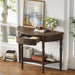 Half Moon Console Table With Drawer & Shelf For Living Room - Walnut Hearth and Haven
