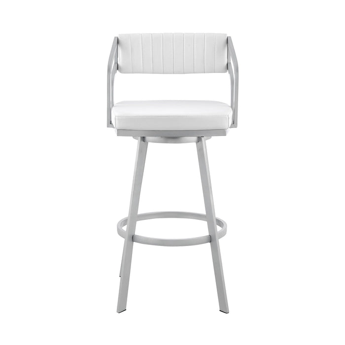 Swivel Low Back Counter Height / Bar Chair - White / Silver