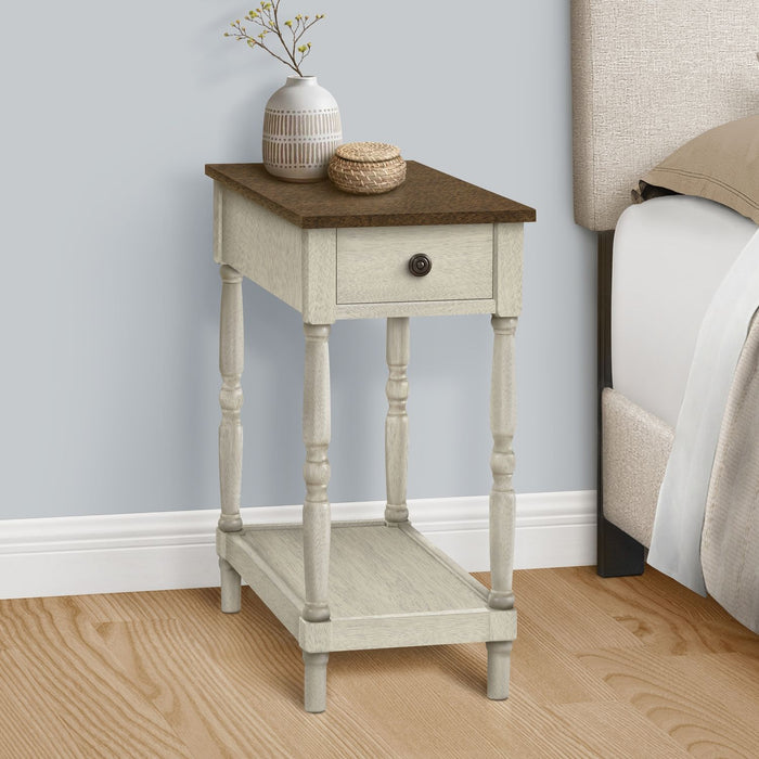 Accent End Table, 2 Tier, Storage Drawer, Traditional Stylish Design 8th Street