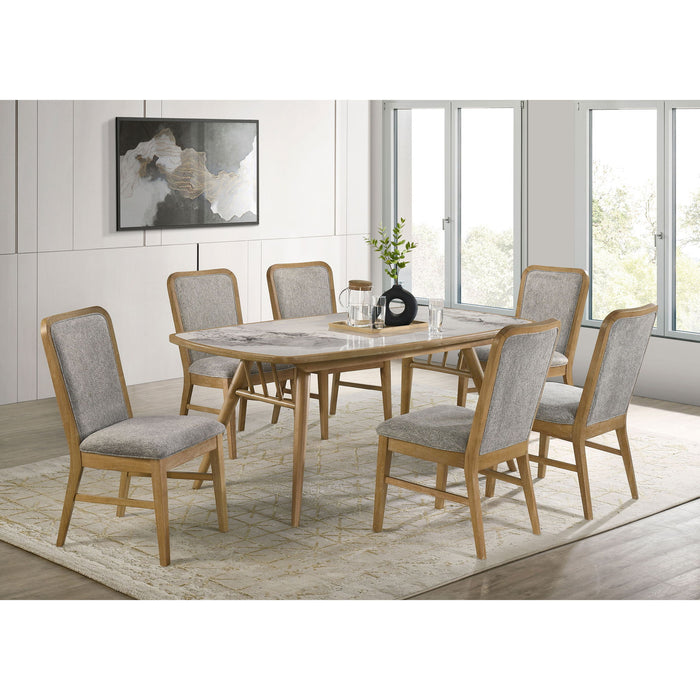 Teleli - 7 Piece Dining Set - Natural / Gray Furniture Max