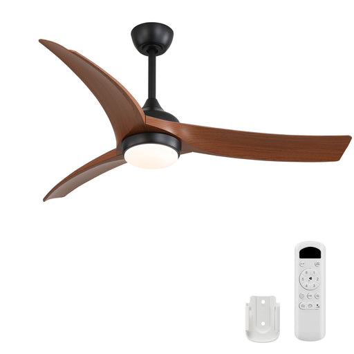 Ceiling Fan With 3 Blades, Remote Control Reversible DC Motor, Dimmable Light, And 1H / 4H / 8H Timer - Black Daily Nest