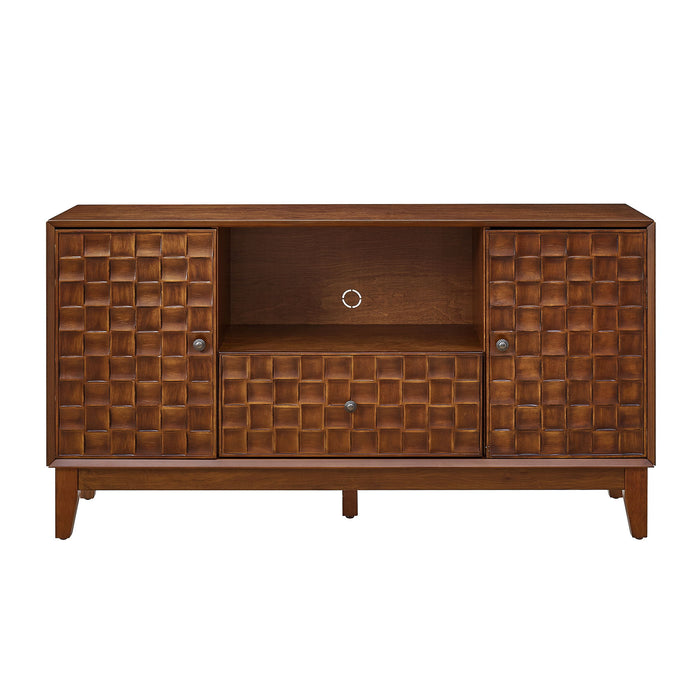 TV Stand With 3D Wood Texture - Brown Home Essentials