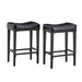 Bar Stool With Brass Nailhead Trim (Set of 2) - Black Home Essentials