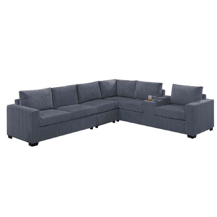 Modern Style L-Shape Sectional Set, USB Ports, Cup Holder Home Essentials