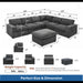 Oversized Modular Sectional Sofa, 7 Piece Reversible With Ottoman - Dark Gray Home Essentials