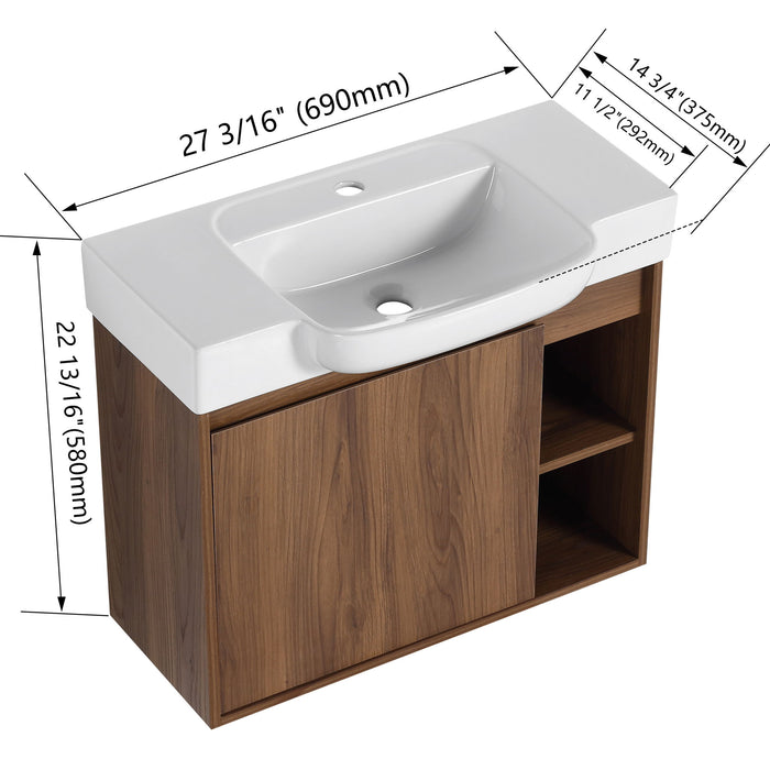 Wall Mounted Bathroom Vanity With Sink & Soft Close Door Home Essentials
