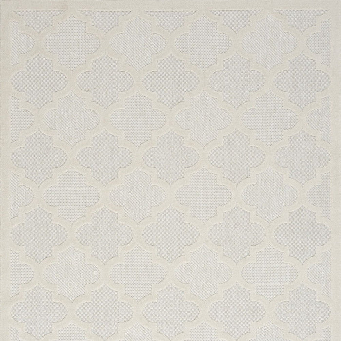 5' X 7' Ikat Indoor / Outdoor Area Rug - Ivory / White