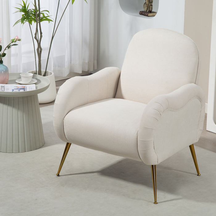 Modern Accent Chair With Metal Legs, Snowflake Fabric Armchair
