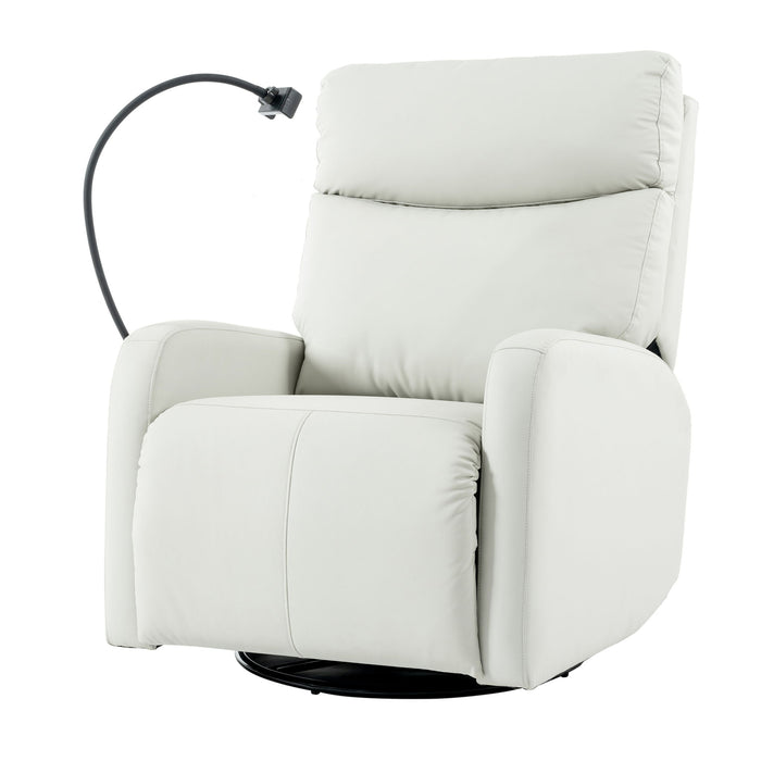 Rocking Recliner Chair, 360 Degree Swivel Nursery Rocking Chair, Glider Chair, Modern Small Rocking Swivel Recliner Chair For Bedroom, Living Room Chair Home Theater Seat, Phone Holder - Light Gray
