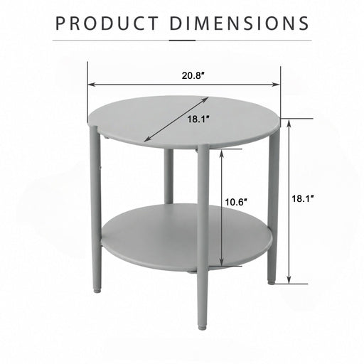 Round Outdoor Coffee Table With Shelf For Garden - Gray Home Essentials