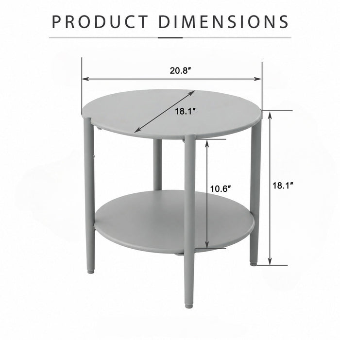 Round Outdoor Coffee Table With Shelf For Garden - Gray Home Essentials