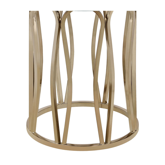 Round Glass Top Table With Polished Metal Base Furniture Max