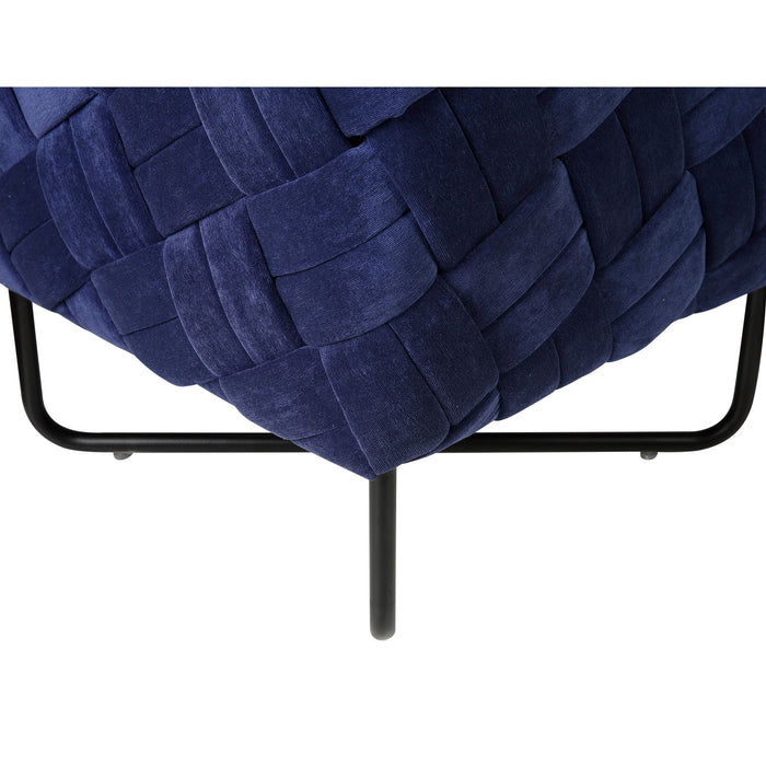 Velvet Cube Ottoman - Navy Blue / Black