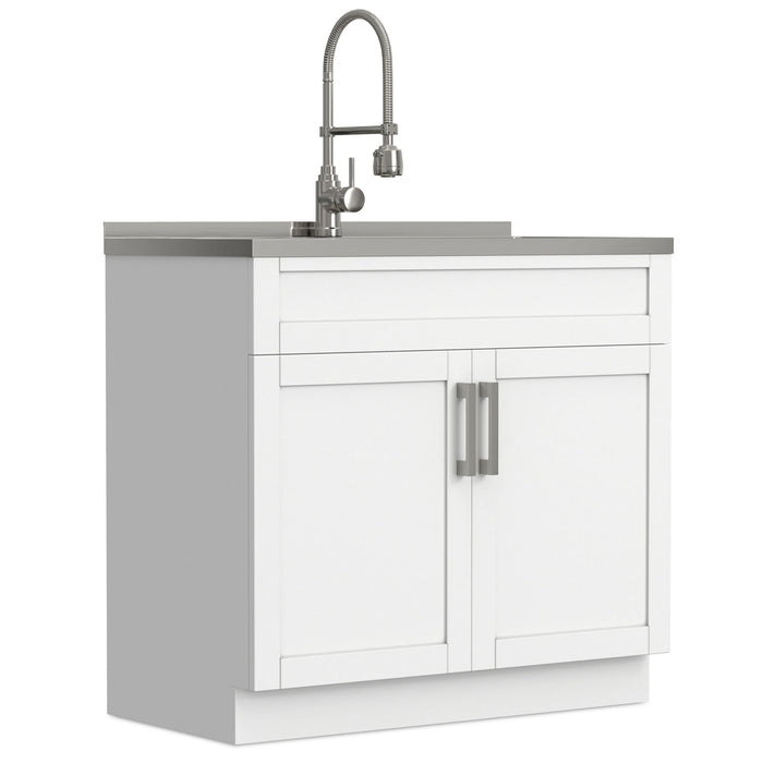 Hennessy - Deluxe Laundry Cabinet With Faucet And Stainless Steel Sink Simpli-Home