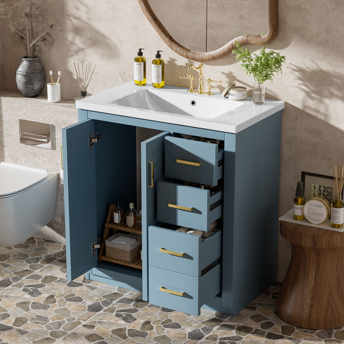 Bathroom Vanity With Sink, Storage Cabinet, Freestanding Set With 3 Drawers & Soft Closing Doors Hearth and Haven