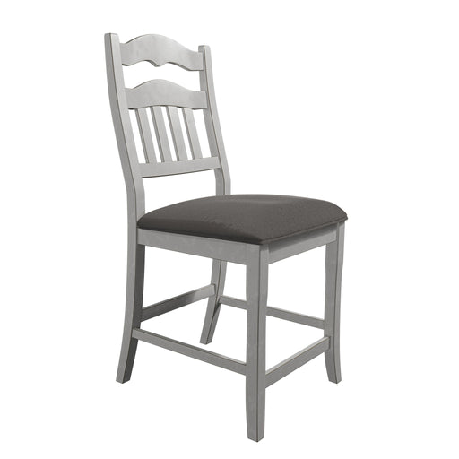 Counter Height Dining Chairs With Upholstered Cushion And Ladder Back Design (Set of 2) - Antique White Home Essentials