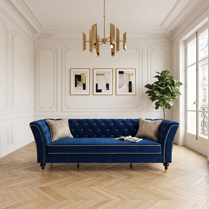 3 Person Sofa With Deep Seat, Tufted Backrest Home Essentials