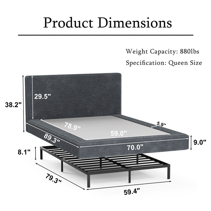 Airframe - Upholstered Bed Frame, Cloud Soft Headboard Home Essentials