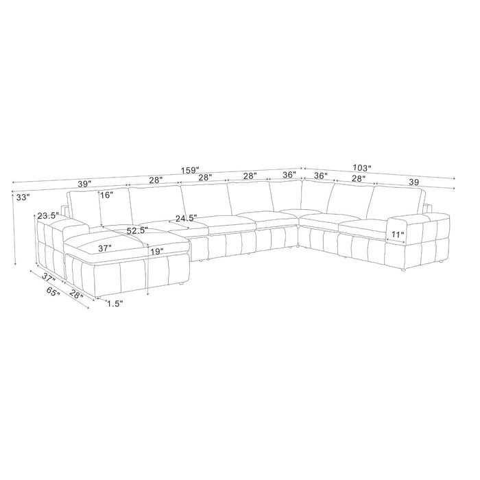 Large Square Arms Modular Sectional Home Essentials