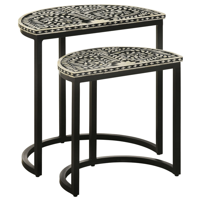 Allura - 2 Piece Demilune Nesting Table Set - Black Furniture Max