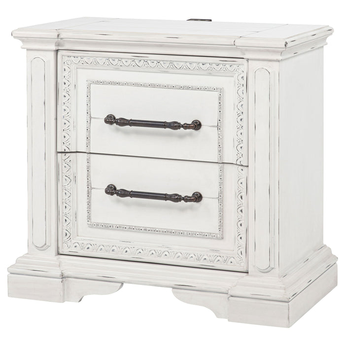 2 Drawer Nightstand With Dual USB Charging Ports - Vintage Furniture Max