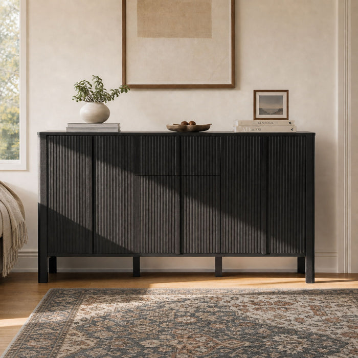 Colored Fluted Sideboard With 3 Doors And 1 Drawer Noble House