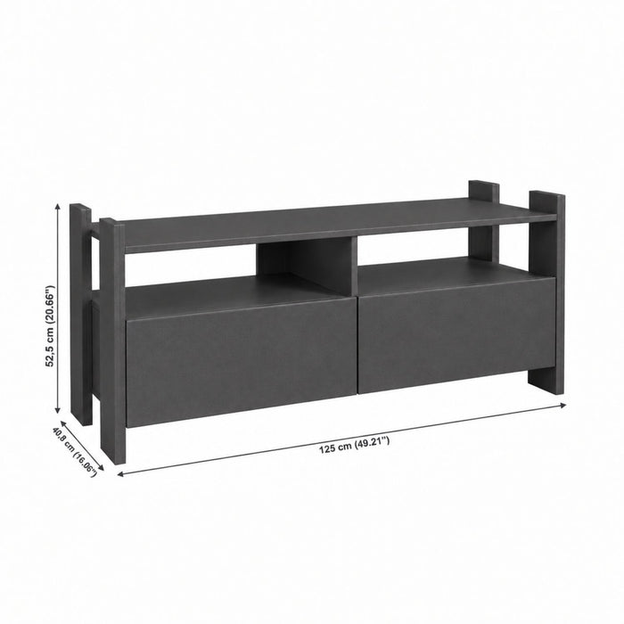 TV Stand For TVs Up To 55" With Open Shelves And 2 Drawers - Carbon Gray Home Essentials
