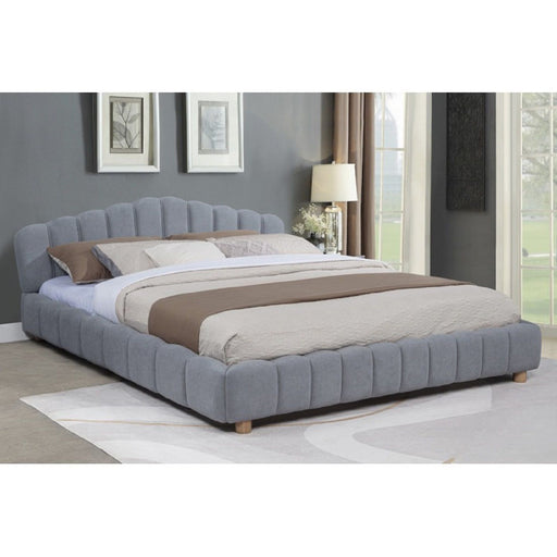 Queen Upholstered Platform Bed, Low Profile Frame - Light Blue Home Essentials