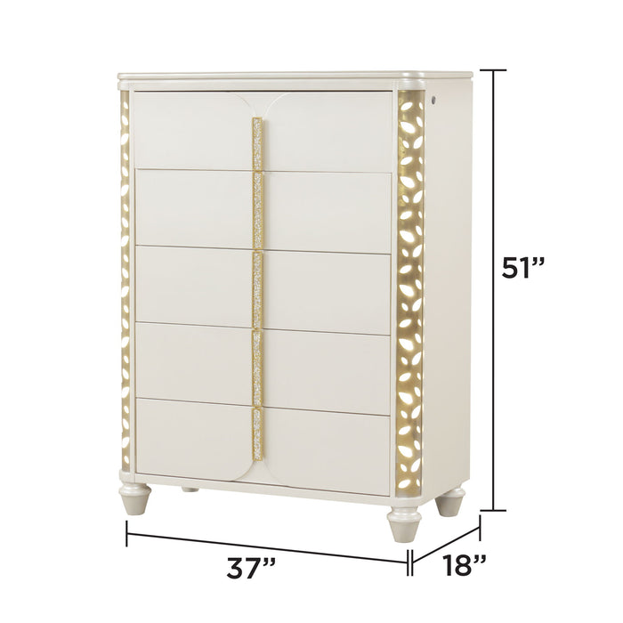 Cinderella - Chest With LED Accents And 5 Storage Drawers - Beige Matrix Furniture Group