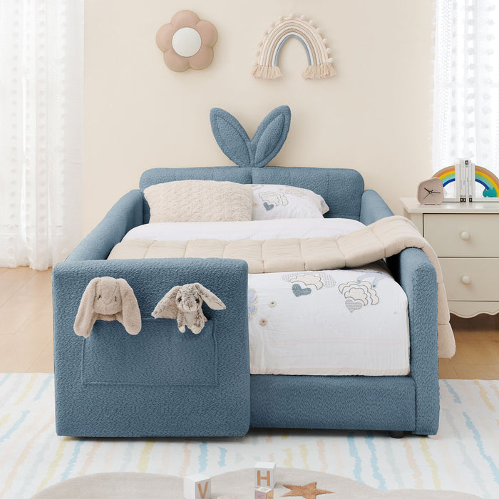 Cute Rabbit Ear Upholstered Platform Bed Frame With Safety Rail Home Essentials