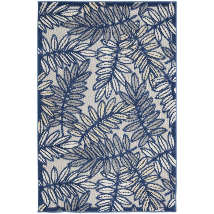 3' X 4' Floral Non Skid Indoor / Outdoor Area Rug - Ivory / Navy